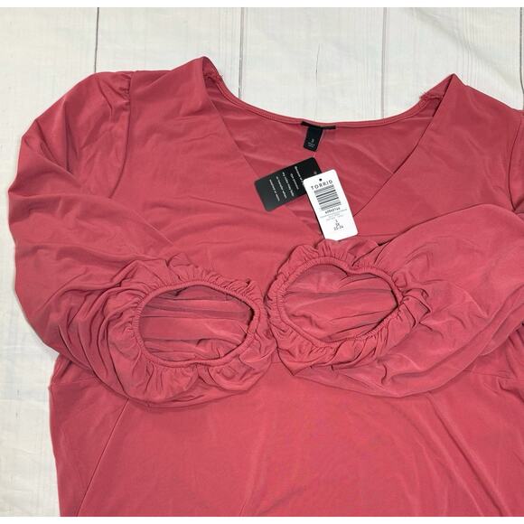 Torrid Women’s V Neck Top Quarter Sleeve Shirred Top 3/4 Ballon Sleeves Size 3XL - Picture 4 of 6